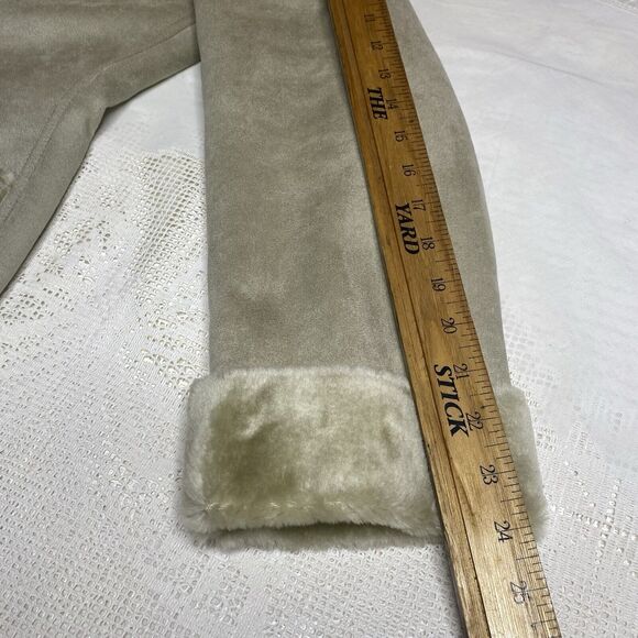 Vintage DENIM & CO Coat Faux Suede Fur Shawl Collar Pockets Button Women M Beige - Picture 9 of 11